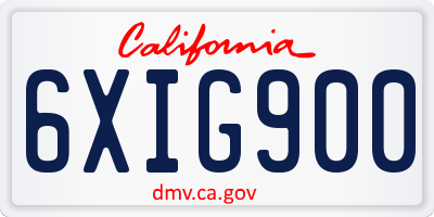 CA license plate 6XIG900