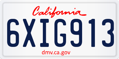 CA license plate 6XIG913