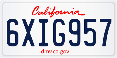 CA license plate 6XIG957