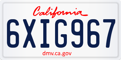 CA license plate 6XIG967