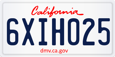 CA license plate 6XIH025