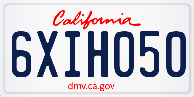 CA license plate 6XIH050