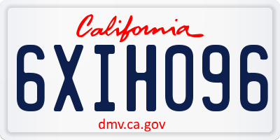CA license plate 6XIH096