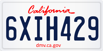 CA license plate 6XIH429
