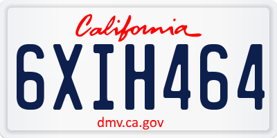 CA license plate 6XIH464