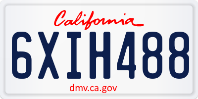 CA license plate 6XIH488