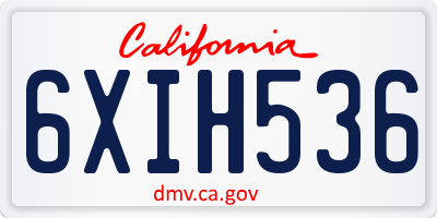 CA license plate 6XIH536
