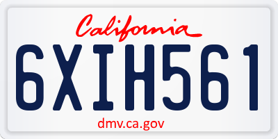 CA license plate 6XIH561