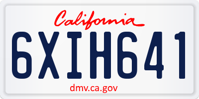 CA license plate 6XIH641
