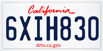 CA license plate 6XIH830