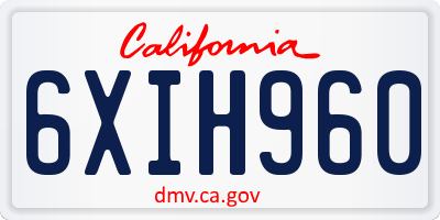 CA license plate 6XIH960