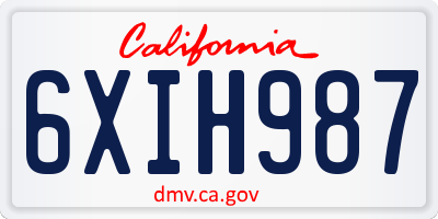 CA license plate 6XIH987