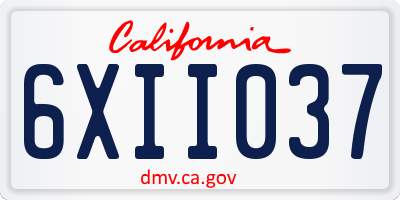 CA license plate 6XII037