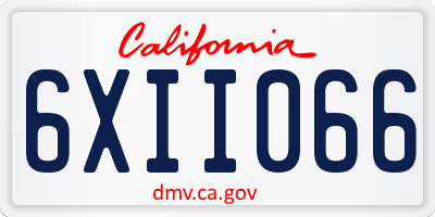 CA license plate 6XII066