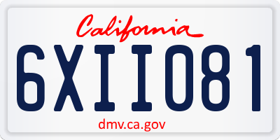 CA license plate 6XII081