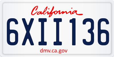 CA license plate 6XII136
