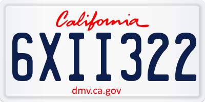 CA license plate 6XII322