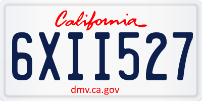 CA license plate 6XII527