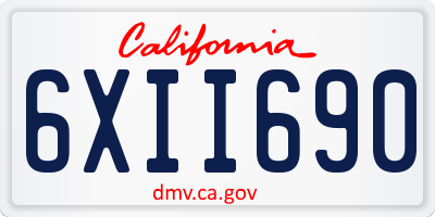 CA license plate 6XII690