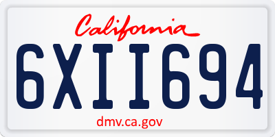 CA license plate 6XII694