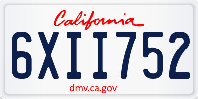 CA license plate 6XII752