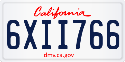 CA license plate 6XII766