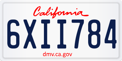 CA license plate 6XII784