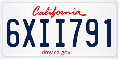 CA license plate 6XII791