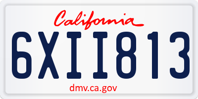CA license plate 6XII813