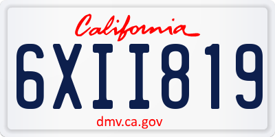 CA license plate 6XII819