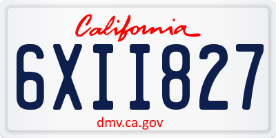CA license plate 6XII827
