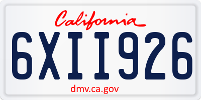 CA license plate 6XII926