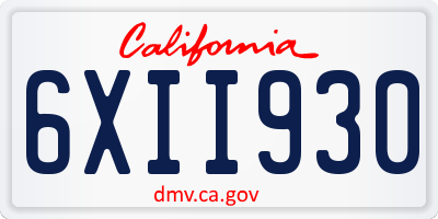 CA license plate 6XII930