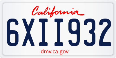 CA license plate 6XII932