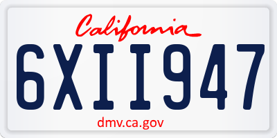 CA license plate 6XII947