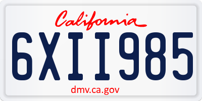 CA license plate 6XII985