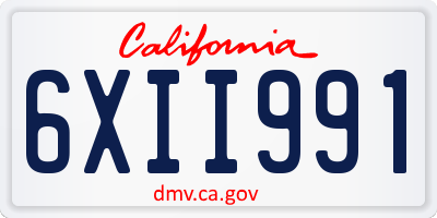 CA license plate 6XII991