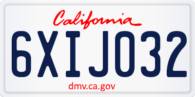 CA license plate 6XIJ032