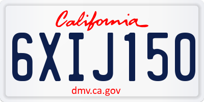 CA license plate 6XIJ150
