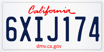 CA license plate 6XIJ174