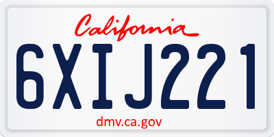 CA license plate 6XIJ221