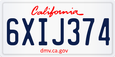 CA license plate 6XIJ374