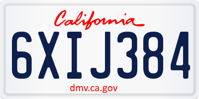 CA license plate 6XIJ384