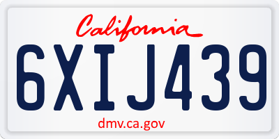 CA license plate 6XIJ439