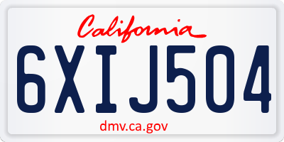 CA license plate 6XIJ504
