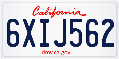 CA license plate 6XIJ562