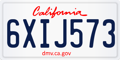 CA license plate 6XIJ573