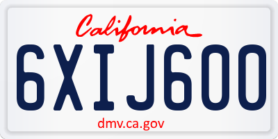 CA license plate 6XIJ600