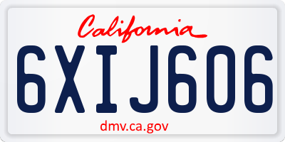 CA license plate 6XIJ606