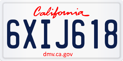 CA license plate 6XIJ618